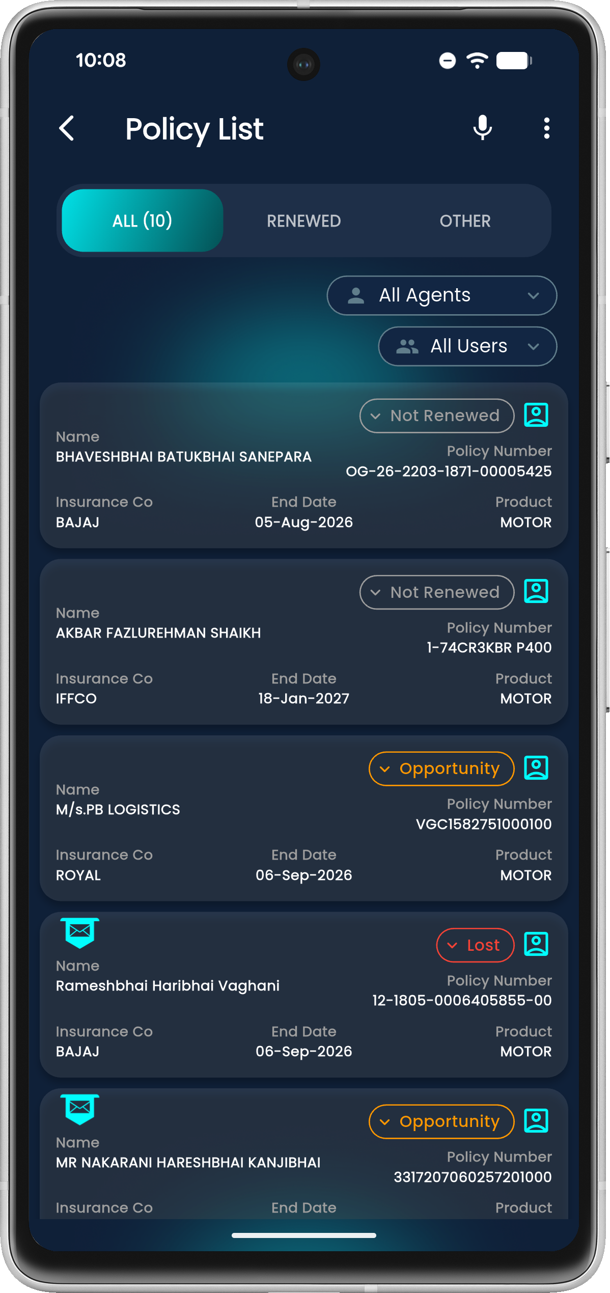 Policy added automatically to Droou list